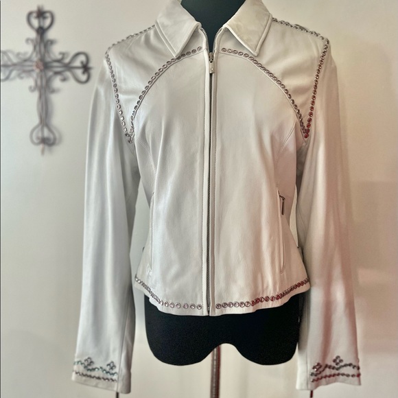 Cripple Creek White Leather Bling Jacket - Picture 5 of 8